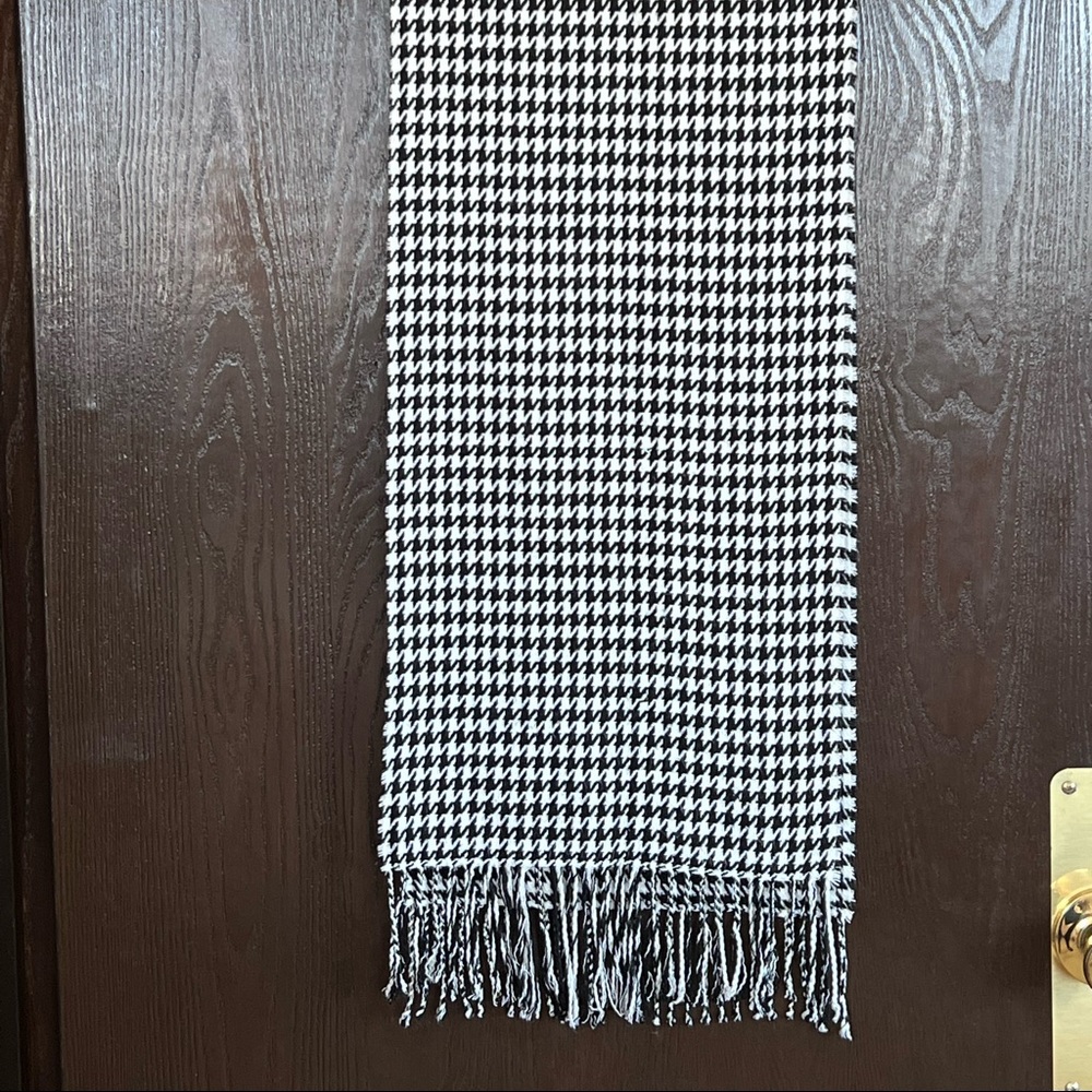 Black & White Fringe Herringbone Scarf